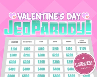 Valentine's Day JeoParody Game - Family Trivia Powerpoint Game Automatic Scoreboard - PC Mac and iPad Compatible - Fun Game - Virtual Party