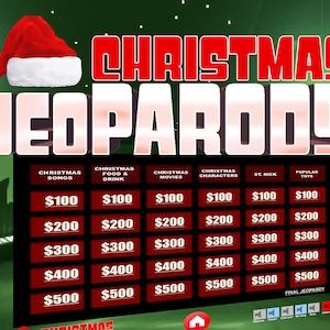 Christmas JeoParody with Scoreboard - Fun Trivia PowerPoint Game - Mac, PC, and iPad Compatible Zoom Virtual Mettings Game