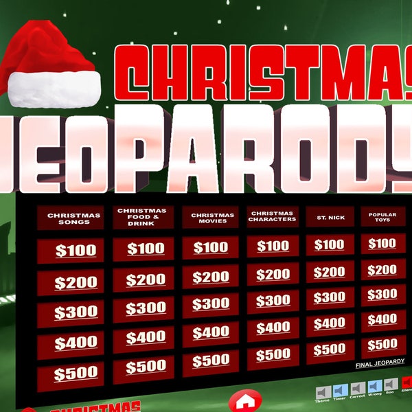 Christmas JeoParody with Scoreboard - Fun Trivia PowerPoint Game - Compatible Mac, PC et iPad Zoom Virtual Mettings Game