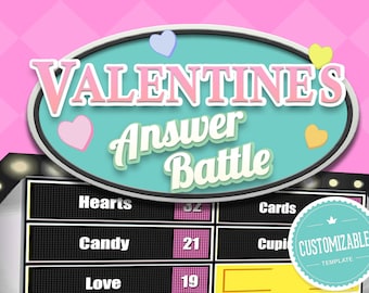 Valentine's Day Answer Battle - Family Trivia Powerpoint Game Automatic Scoreboard - PC Mac and iPad Compatible - Fun Game - Virtual Party
