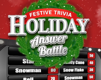 Holiday Answer Battle with Scoreboard - Trivia Powerpoint Game - Mac PC and iPad Compatible - Fun Christmas Game - Holiday Trivia Games