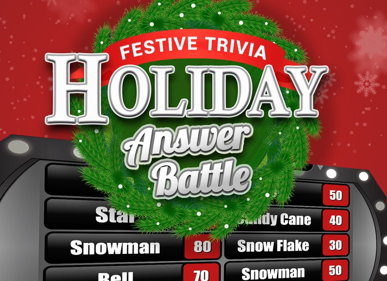 Holiday Answer Battle with Scoreboard Trivia Powerpoint Game Mac PC and iPad Compatible Fun Christmas Game Holiday Trivia Games image 1