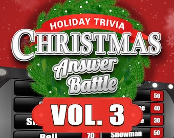 Christmas Answer Battle Vol. 3 with Scoreboard - Trivia Powerpoint Game - Mac PC iPad Compatible - Fun Christmas Game - Holiday Trivia Games