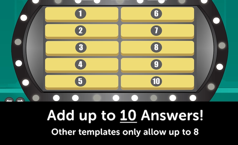 Answer Battle Virtual Party Customizable Trivia Powerpoint Template with Automatic Scoreboard Family Game show Mac, PC, and iPad image 3