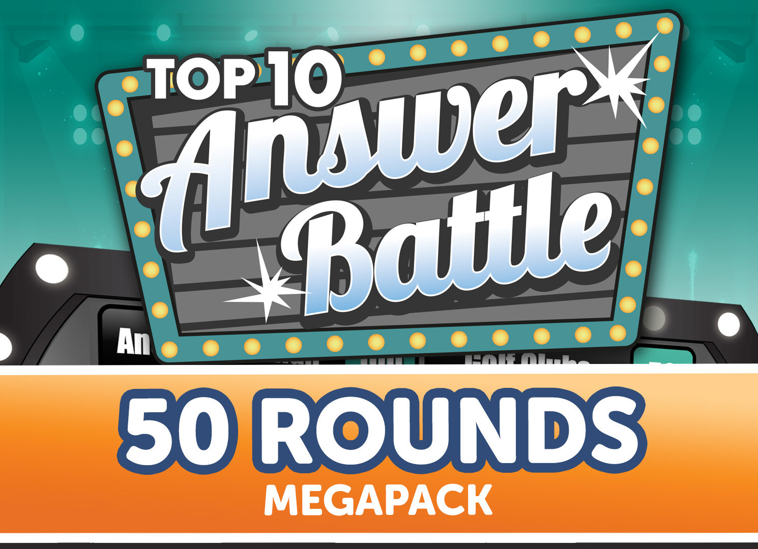 50 Rounds - Answer Battle - Virtual Party Customizable Trivia Powerpoint Template Automatic Scoreboard - Family Game show Mac, PC, and iPad