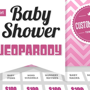 Virtual Baby Shower Game - JeoParody Template Customizable - Girl - Mac PC and iPad editable - Fun