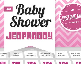 Virtual Baby Shower Game - JeoParody Template Customizable - Girl - Mac PC and iPad editable - Fun