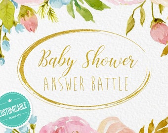 Virtual Baby Shower Game - Answer Battle - Gender Neutral Unisex Trivia Powerpoint Game - Mac, PC, Compatible - Zoom - Fun Baby Shower Games
