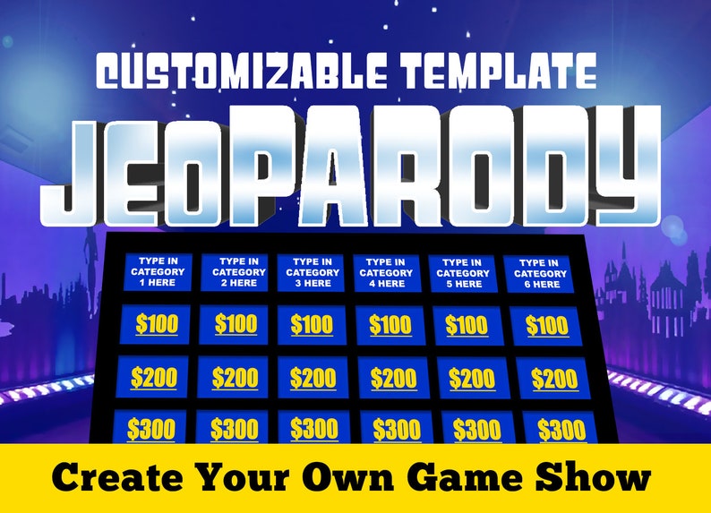 Virtual Party Game Customizable JeoParody Powerpoint Template PC Mac and iPad compatible Fun Game image 1