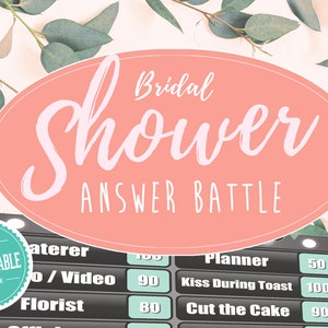 Virtual Bridal Shower Wedding - Answer Battle Trivia Customizable Powerpoint Game with Automatic Scoreboard - Mac, PC & iPad Compatible