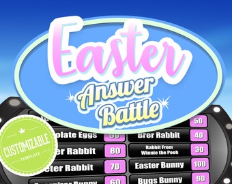 Easter Non Religious Answer Battle - Family Trivia Powerpoint Game Automatic Scoreboard - PC Mac iPad Compatible - Fun Game - Virtual Party