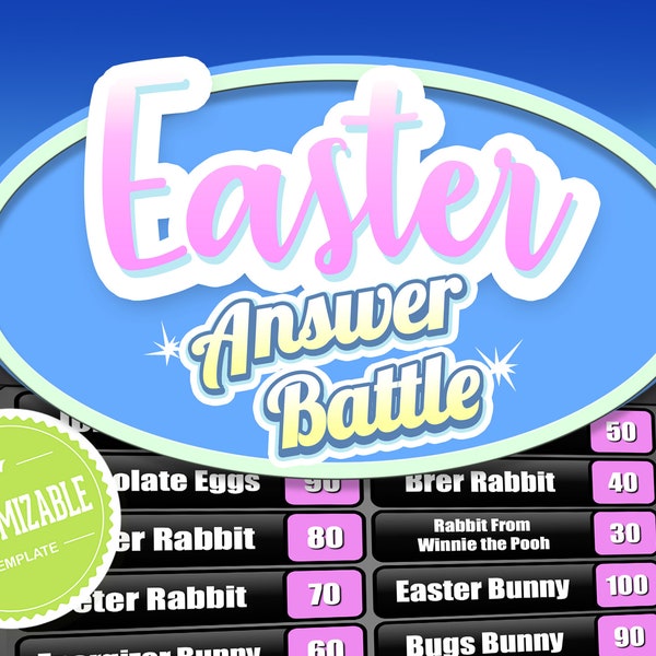 Easter Non Religious Answer Battle - Family Trivia Powerpoint Game Automatic Scoreboard - PC Mac iPad Compatible - Fun Game - Virtual Party