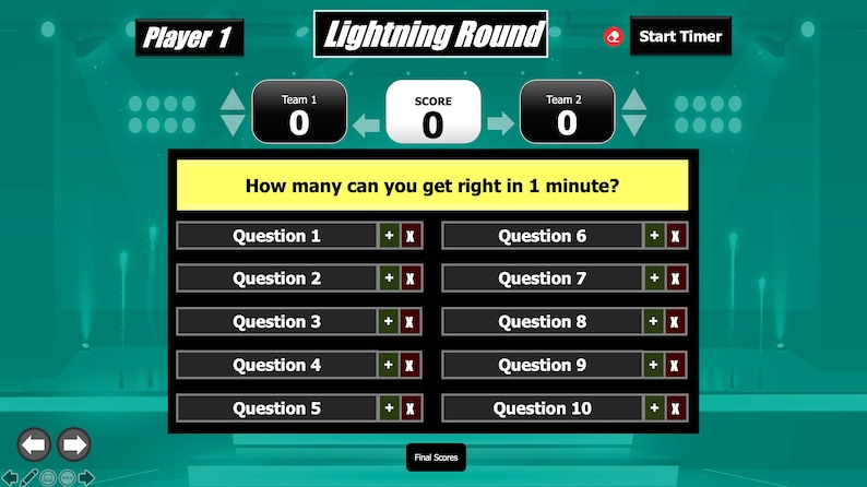 Answer Battle Virtual Party Customizable Trivia Powerpoint Template with Automatic Scoreboard Family Game show Mac, PC, and iPad image 10