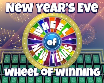 Wheel of New Year's Eve - Wheel of Wining Game - Powerpoint Game PC & MAC Holiday Fun Family, Zoom, Skype, Hangouts, Teams, 2021 2022