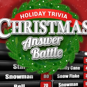 Christmas Answer Battle with Scoreboard - Trivia Powerpoint Game - Mac PC and iPad Compatible - Fun Christmas Game - Holiday Trivia Games