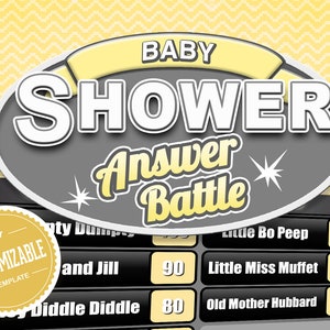 Gioco virtuale per baby shower - Battaglia di risposte - Gioco di PowerPoint unisex di genere neutro - Compatibile con Mac, PC - Zoom - Giochi divertenti per baby shower