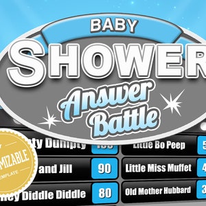 Virtual Baby Shower Game - Answer Battle - Baby Boy Trivia Powerpoint Game - Mac, PC, Compatible - Zoom - Fun Baby Shower Games