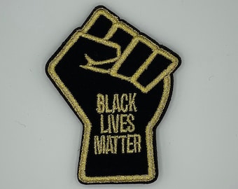 5 Pieces Black Lives Matter Movement Fist Embroidered Iron On Patch Black USA A+