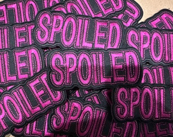 Spoiled Iron On Patch, Pink and Black Spoiled Girly Style Patch, Girly Patch for Clothes, Pink Iron-On Applique, Versatile Fabric Patch