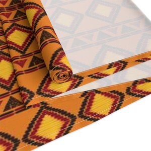Ankara Print Table Runner, Ethnic Design Table Runner, Orange and Yellow African Runner, Reuseable Kitchen Tablecloth, Boho Print image 4