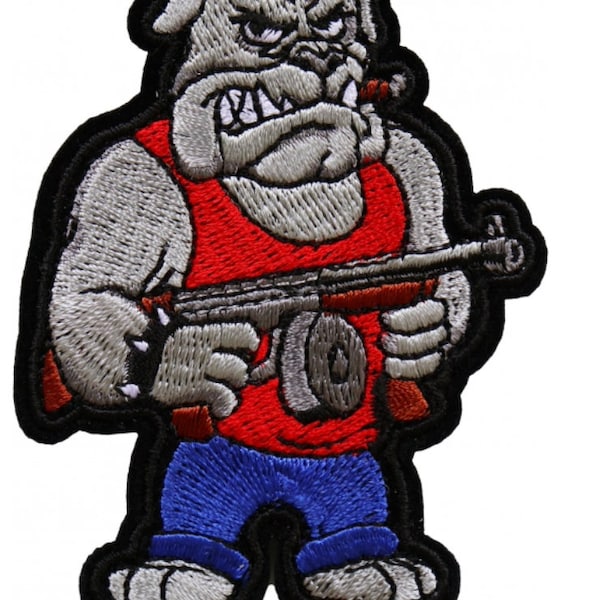 Bulldog Firearm Enthusiast Embroidered Iron-On Patch