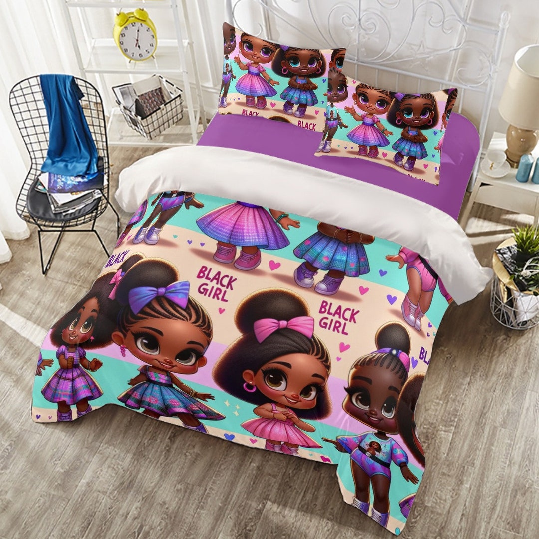 Black Girl Magic Fourpiece Duvet Cover Set Melanin Bed Set Black Girls