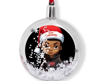 Merry Christmas Bruh Snow Globe Ornaments | Trendy Holiday Ornaments To Celebrate Black Boys |