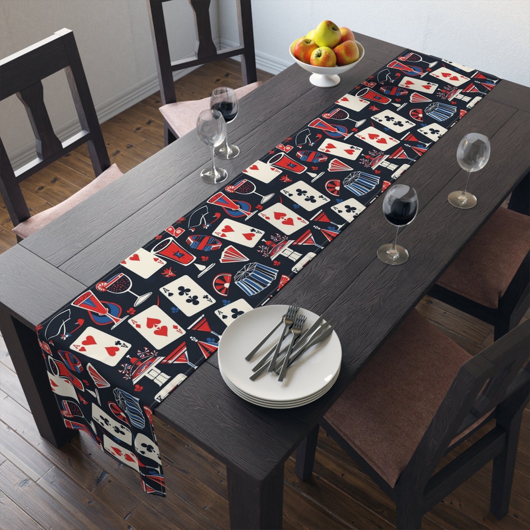 Las Vegas Poker Themed Table Runner, Casinothemed Party Decor, Poker