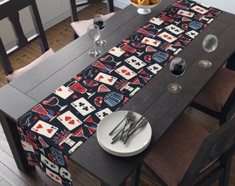 Las Vegas Poker Themed Table Runner, Casino-Themed Party Decor, Poker Themed Decor, Playing Cards Design Decor, Casino Party Tablecloth