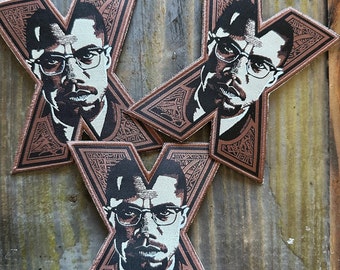 Malcolm X Vintage Embroidered Iron On Patch, Civil Rights Leader Patch, Pro Black Retro Woven Black Panther Patch, Black History Gift