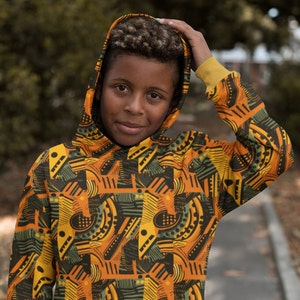 African Ankara Print Children's Hoodie Cultural Clothing Sweater For Children All Over African Print Top Kids Free Shipping image 2