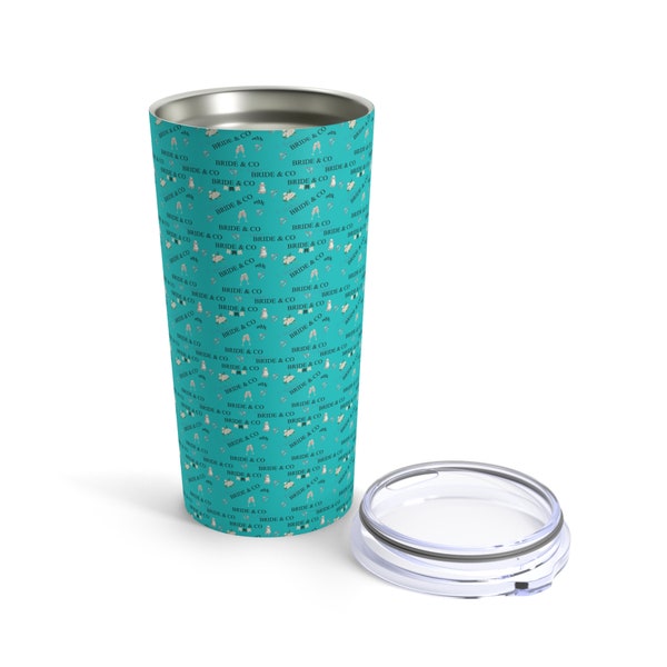 Robins Egg Blue Bride & Co 20oz Stainless Steel Travel Tumbler | Elegant Bride Vacuum-Insulated Reusable Cup | BridalSomething Blue Cup