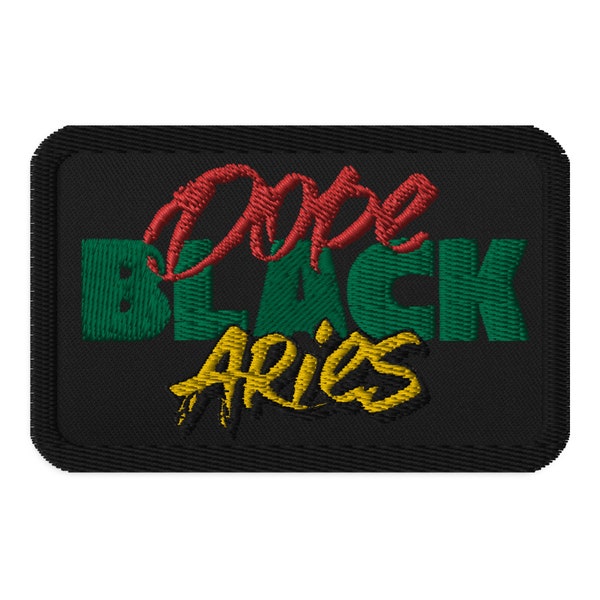 Dope Black Aries Zodiac Sign Embroidered Iron On, Sew On Patch, Zodiac Celebration Astrology Patches