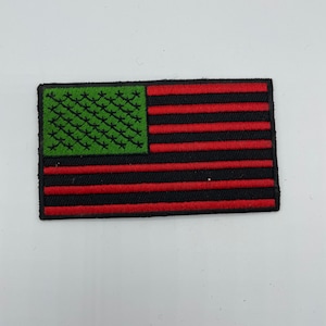 Pan African Red Black & Green American Flag Embroidered Iron On or Velcro Patch