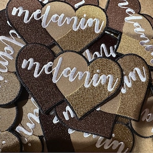 Melanin Love Patch - Melanin Hearts Embroidered Iron-On Patch - Pro Black Pride - Diversity and Inclusion Patch