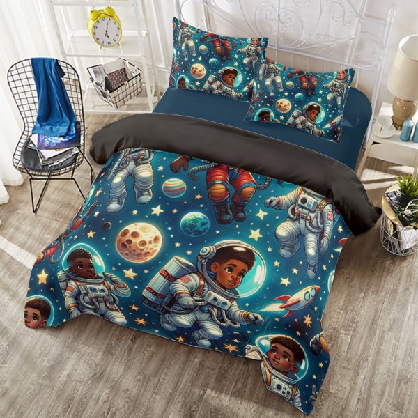 Astronaut Pattern Print Duvet Cover Bedding Set