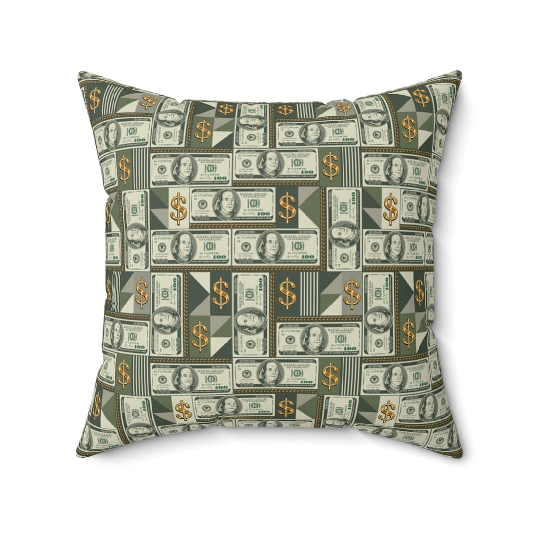 Money Pillow, US One Hundred Dollar Bill Fabric Pillow, Money Themed