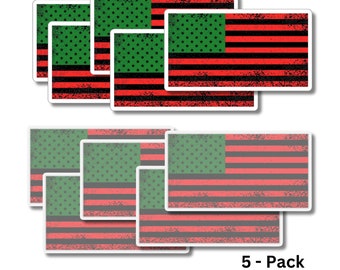 Red, Black, Green American Flag Sticker Set 5-Pack, Pan-African Flag Decals, Black Heritage Scrapbooking Icons, Afro-Pride Decal