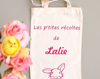 Le sac tote bag de Pâques personnalisé pour chasse aux œufs, Sac Pâques lapin, Sac Pâques enfant