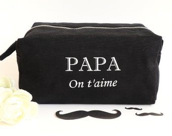 Beauty case personalizzabile "Papa" nero, regalo per papà uomo San Valentino Festa del papà