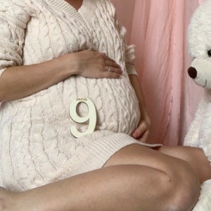 Chiffres étapes photos grossesse bébé x12 dans pochon, Cadeau de naissance Baby shower, photos bébé Maman enceinte