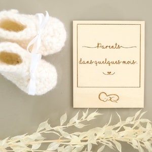Carte en bois annonce grossesse bébé personnalisée, Annonce Naissance, Futur papa grands-parents tatie