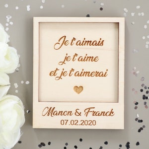 Carte en bois gravé avec texte de votre choix, Cadeau couple St Valentin Fête des mères