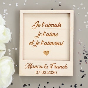 Carte en bois gravé avec texte de votre choix, Cadeau couple St Valentin Fête des mères image 1