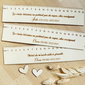 Customizable wooden ruler with phrase of your choice and signature, Gift for end-of-year teacher teacher Atsem Ash