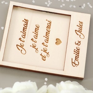 Carte en bois gravé avec texte de votre choix, Cadeau couple St Valentin Fête des mères image 2