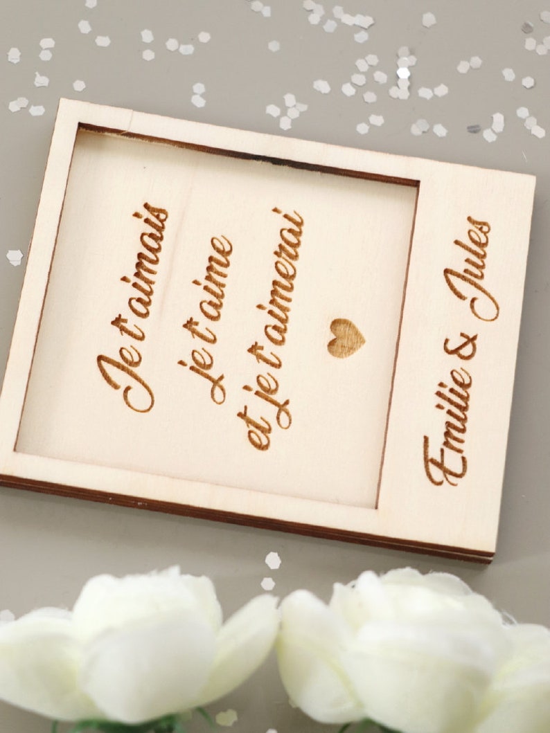 Carte en bois gravé avec texte de votre choix, Cadeau couple St Valentin Fête des mères image 2