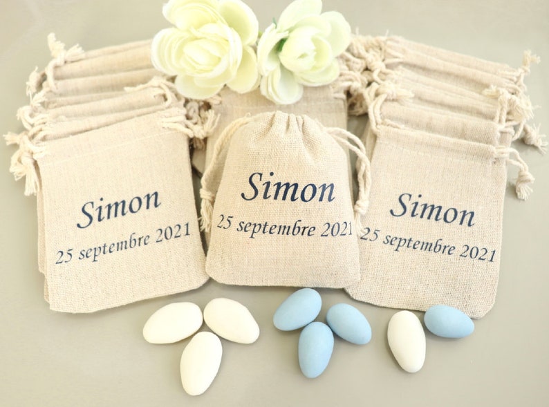 Pochons personnalisés pour dragées baptême mariage communion Etsy France