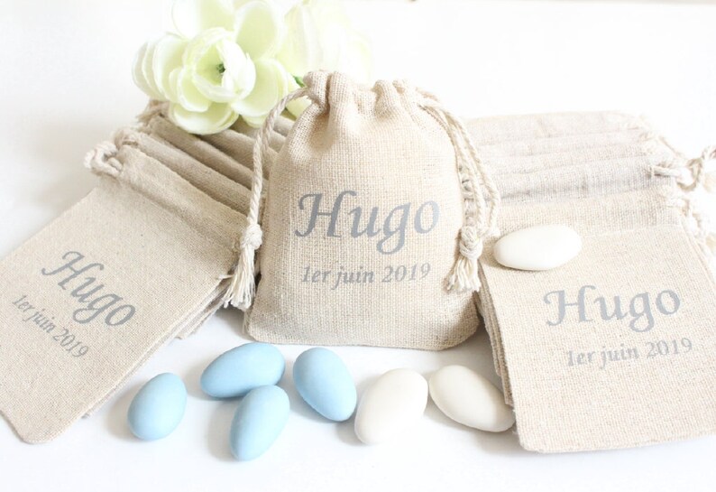 Pochons personnalisés pour dragées baptême mariage communion Etsy France