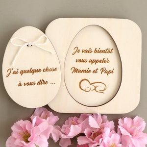 Coffret surprise en bois Oeuf pour annonce personnalisée grossesse bébé naissance, Demande parrain marraine baptême image 4